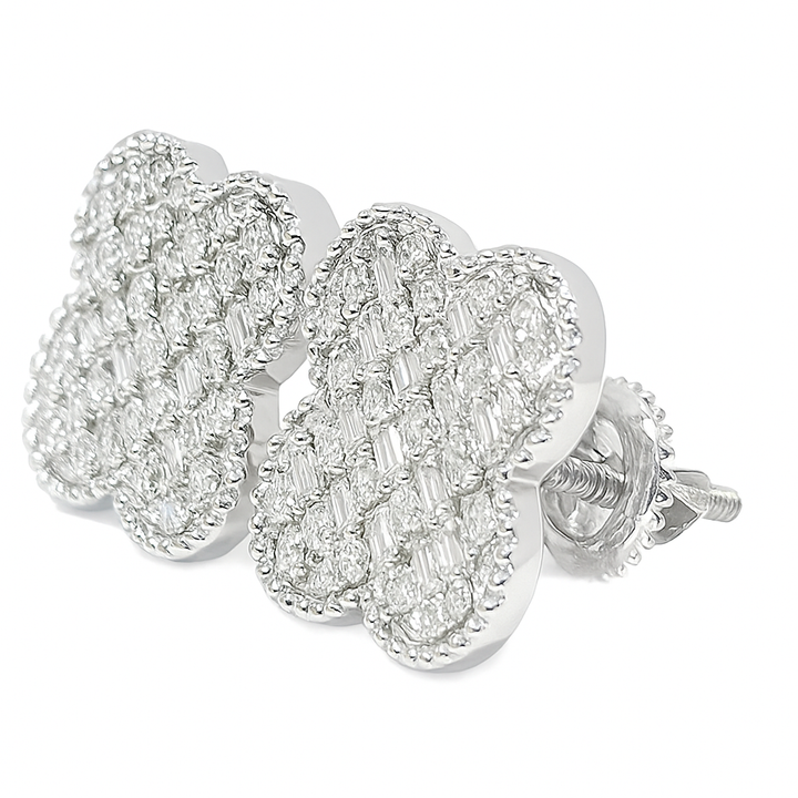 10K White & Rose Gold Diamond Earrings with Round Brilliant Diamonds 1.25 CTW | Jewelry Palace