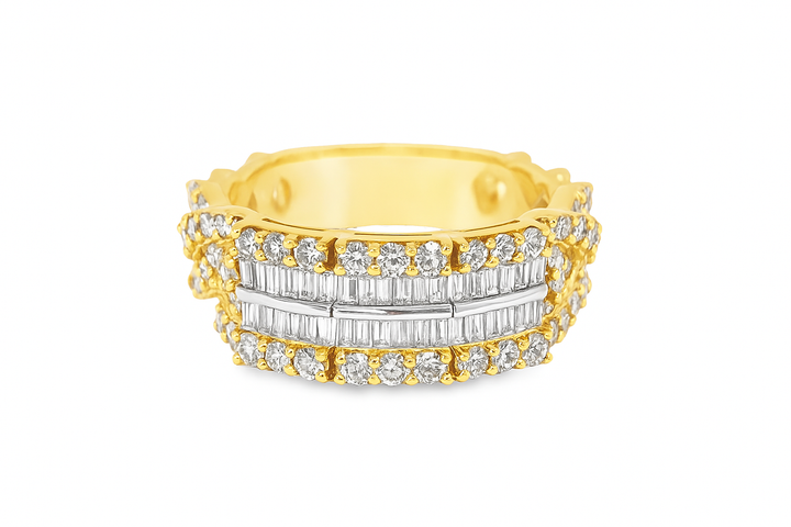1.67 CTW 10K Yellow Gold Diamond Eternity Band | Baguette & Round Diamond Ring | Jewelry Palace