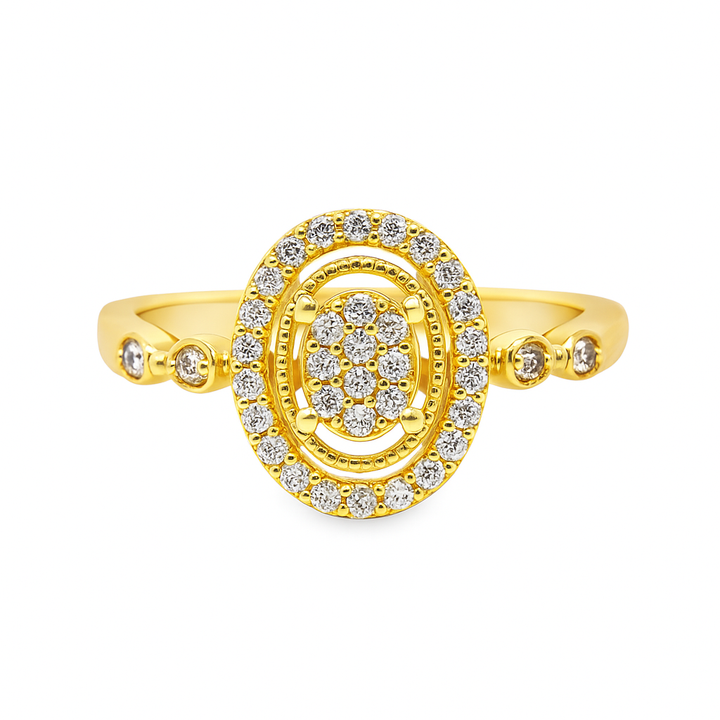 14k Yellow Gold Oval Shape Diamond Promise Ring 0.22 ctw