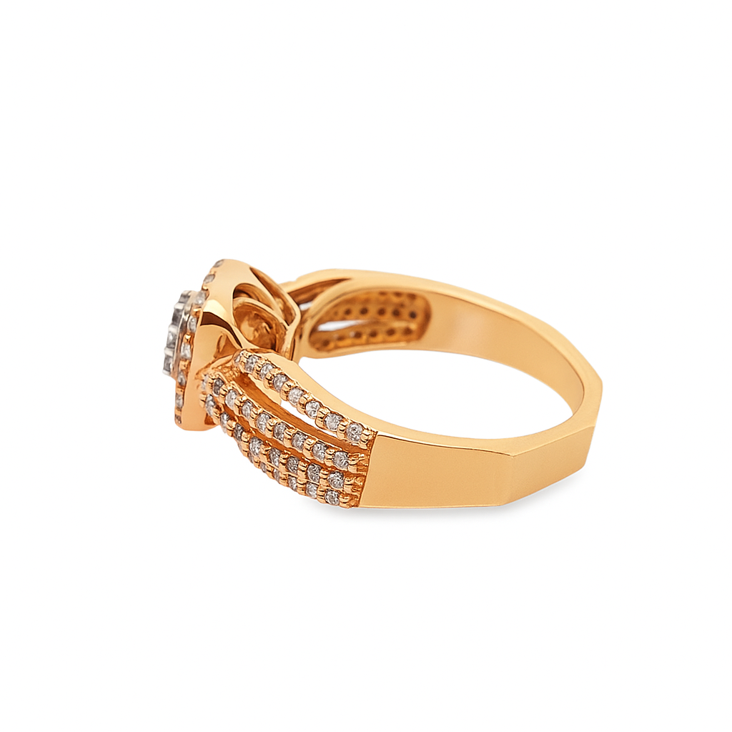 10K Rose Gold Cushion Diamond Ring with Round Diamonds 1.40 ctw