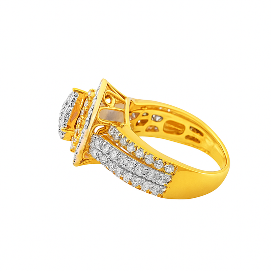 14K TwoTone Gold Diamond Ring with Round Cut Stones 1.35 ctw