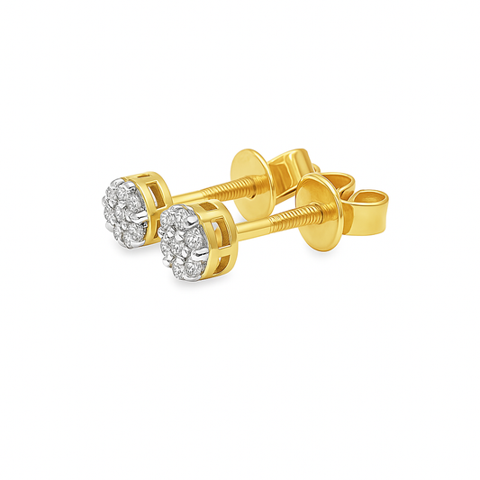 10K Yellow Gold Diamond Cluster Flower Stud Earrings | 0.20 CTW | Jewelry Palace