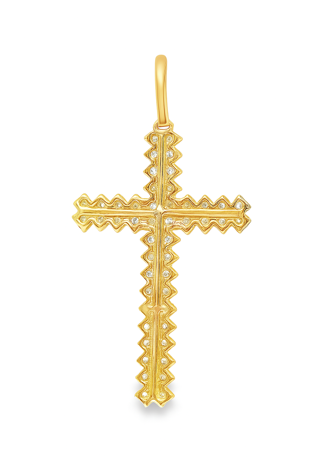 10K Yellow Gold Diamond Cross Pendant 2.00 ctw | Round Brilliant Cut