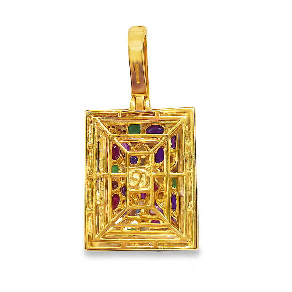 10k Yellow Gold Diamond Gemstone Pendant 4.00 ctw