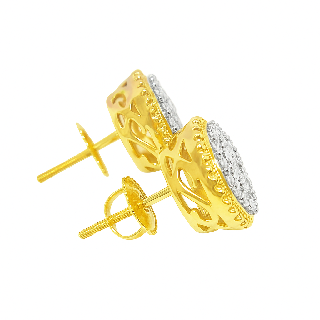 10K Yellow Gold 1.00 ctw Diamond Circle Earrings | Beaded Bezel Design | Jewelry Palace