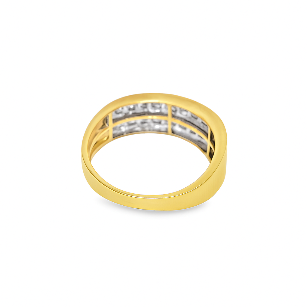 10K Yellow Gold Diamond Channel Band 1.00 CTW | Men’s Two-Row Round Cut Ring | Jewelry Palace