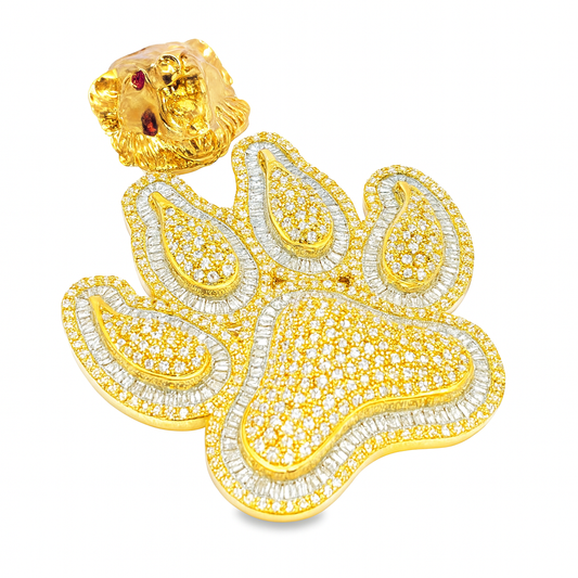 10K Yellow Gold Diamond Lion Paw Pendant 6.50 ctw | Iced Out Animal Pendant for Men – Jewelry Palace