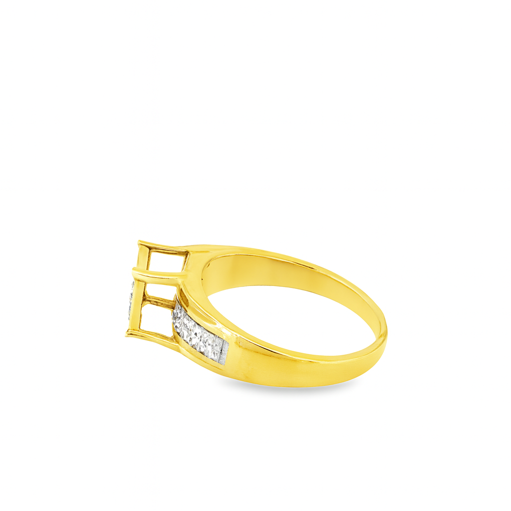 10K Yellow Gold Square Cluster Diamond Ring 0.15 ctw