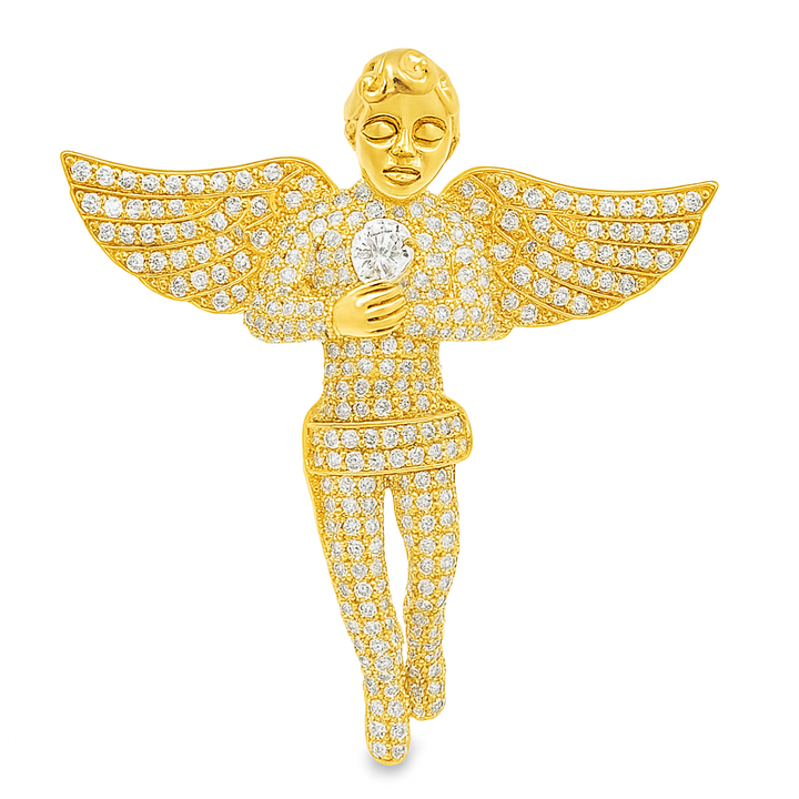 10K Yellow Gold 1.17 ctw Diamond Elegant Angel Pendant | Guardian Spirit & Faith Jewelry | Jewelry Palace
