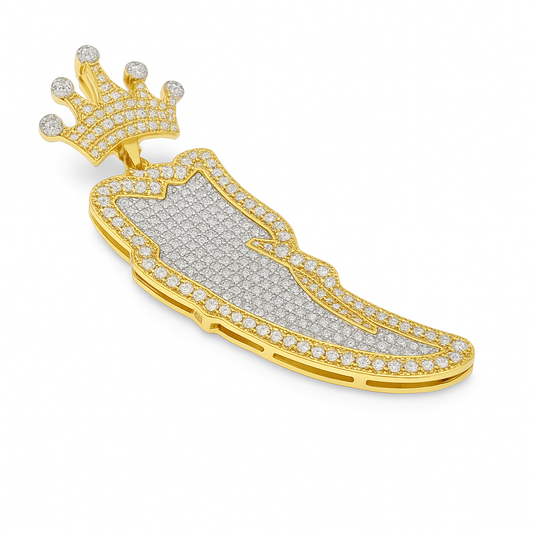 10K Yellow Gold Diamond Tribal Horn Pendant with Crown 1.10 ctw | Iced Out Gold Pendant – Jewelry Palace
