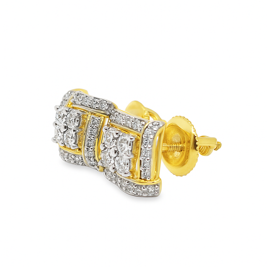 10K Yellow Gold Diamond Square Stud Earrings | 1/4 CTW | Jewelry Palace