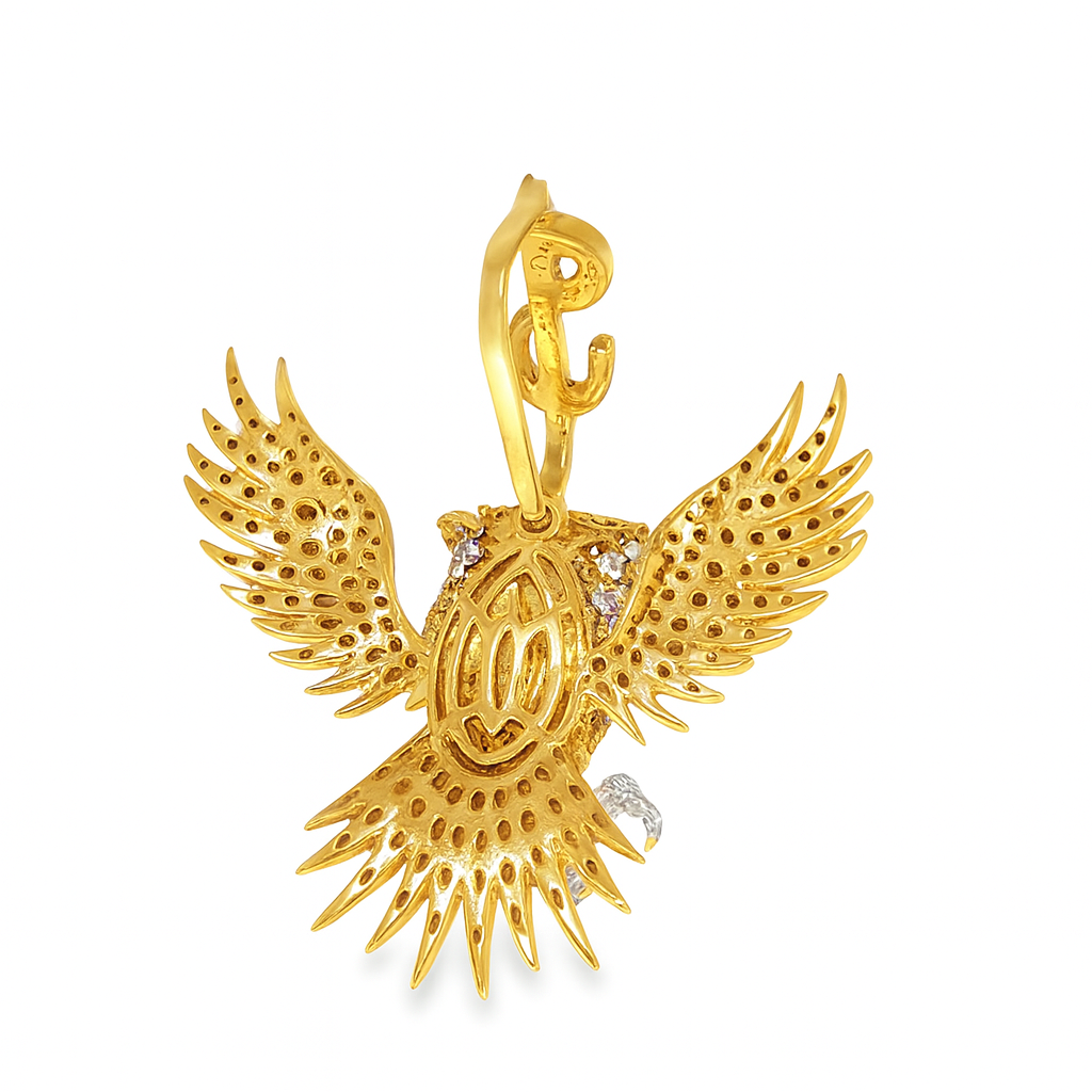 10K Yellow Gold Diamond Owl Pendant 4.00 ctw | Iced Out Bird Pendant for Men – Jewelry Palace