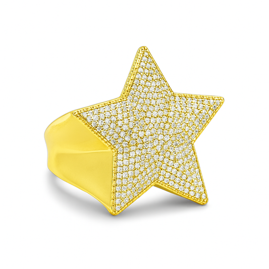10K Yellow & White Gold Diamond Star Ring 1.14 ctw – Bold Statement Ring | Jewelry Palace Lithonia, GA
