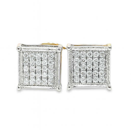 10K Yellow Gold Diamond Square Stud Earrings 0.15 CTW | Jewelry Palace