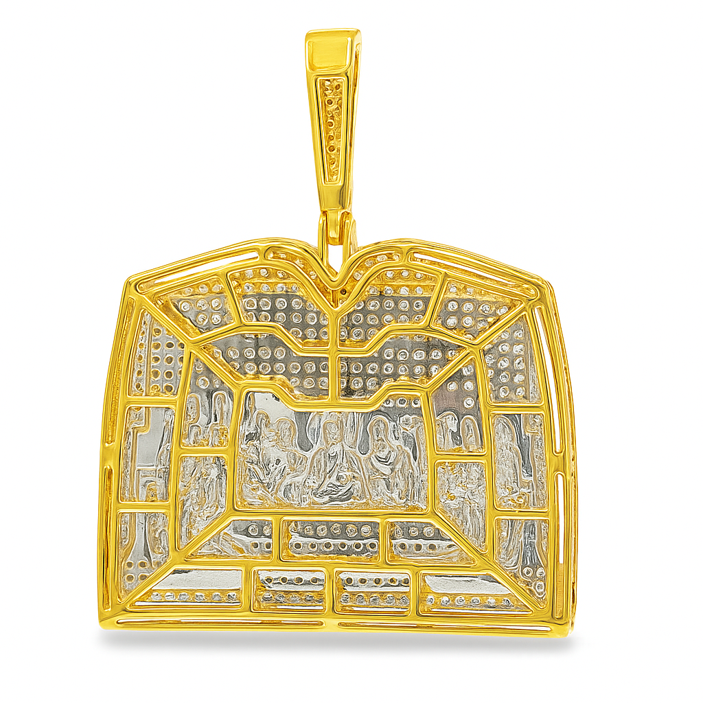 10K Yellow Gold Diamond "Last Supper" Pendant 1.33 ctw