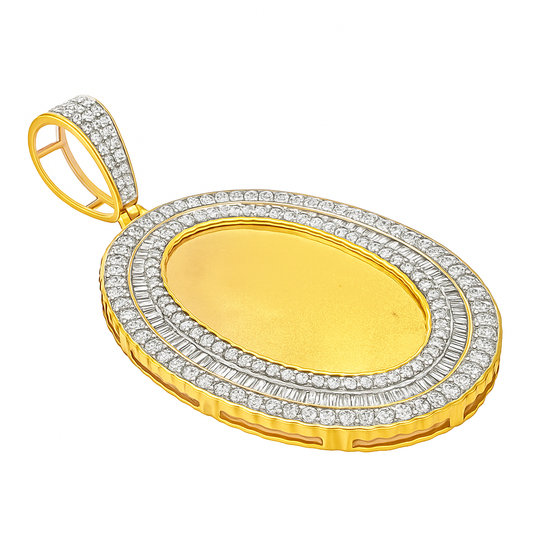 10K Yellow Gold Diamond Oval Memory Pendant 3.0 CTW | Jewelry Palace