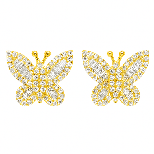 10K Yellow Gold 0.45 ctw Diamond Butterfly Earrings | Round Cut | Jewelry Palace