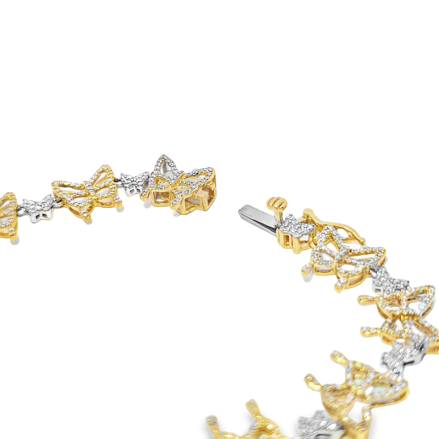 Women's Elegant Butterfly Bracelet 1.25 ctw Diamond 10K Yellow and White Gold