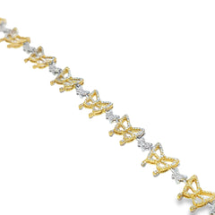 Women's Elegant Butterfly Bracelet 1.25 ctw Diamond 10K Yellow and White Gold
