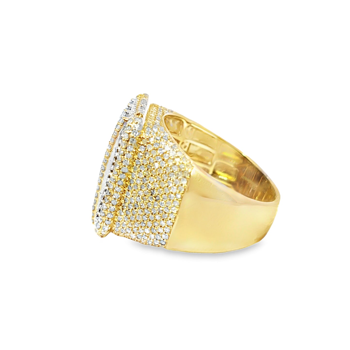 Diamond Puffed Square Ring 2.15 CTW in 10K Yellow Gold – Iced Out Statement
