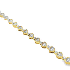 Women's Heart Link Bracelet 1.50 ctw Diamond 10K Yellow Gold