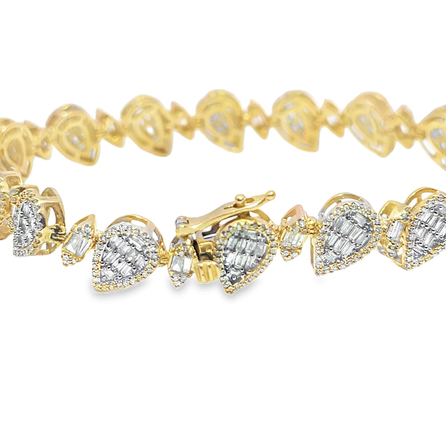 10K Yellow Gold Pear & Marquise Diamond Cluster Cuff Bracelet 2.50ctw