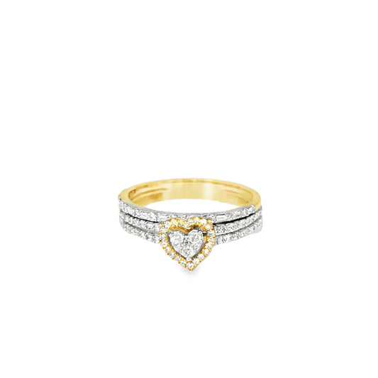 Diamond Heart Shaped Ring with Band 0.50 ctw 10K Yellow Gold