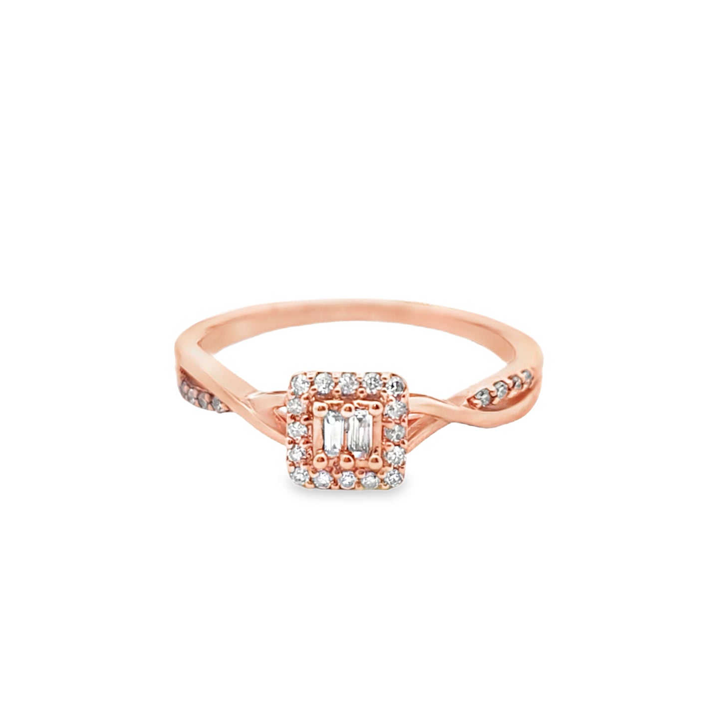 Diamond Square Ring Baguette & Round Stones 0.25 ctw 10K Yellow Gold