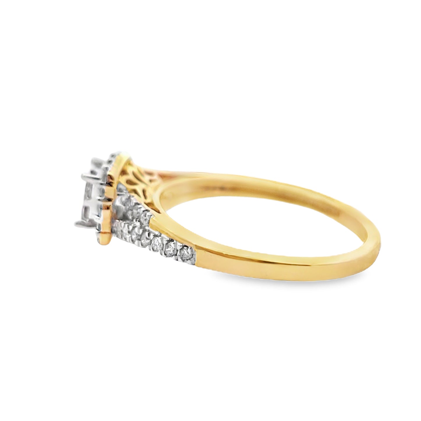 Diamond Square Ring Princess Cut Stones 0.50 ctw 10K Yellow Gold