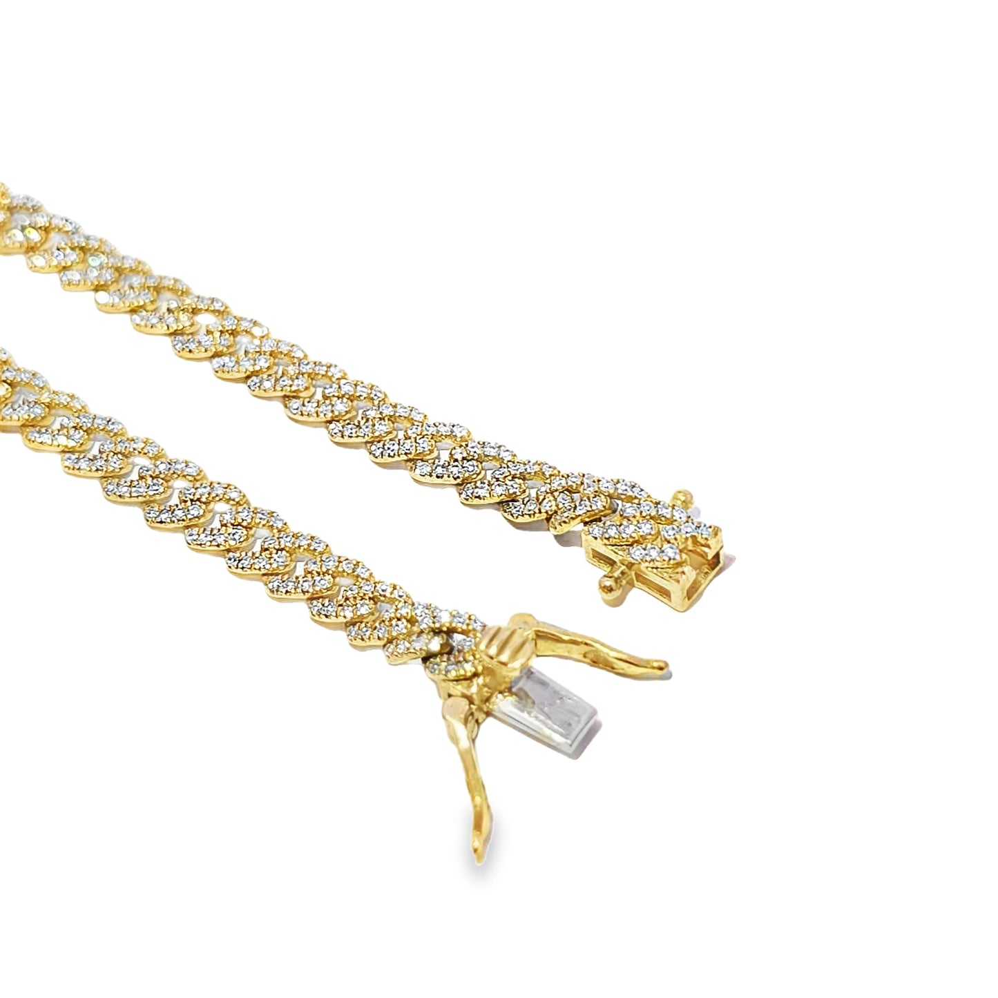 5MM Luxury Cuban Bracelet 0.95 ctw Diamond 10K Yellow Gold 7"