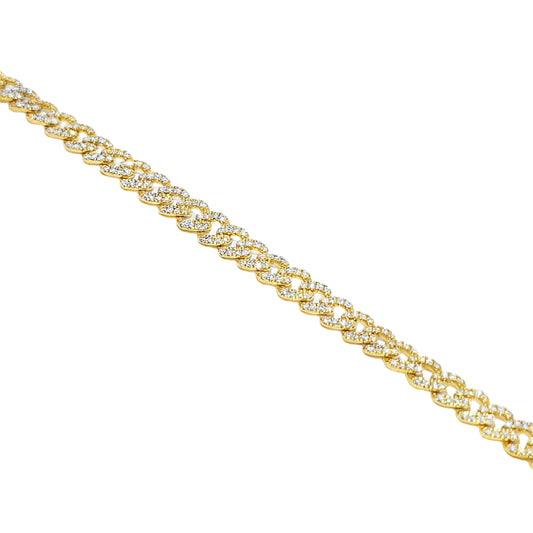 5MM Luxury Cuban Bracelet 0.95 ctw Diamond 10K Yellow Gold 7"