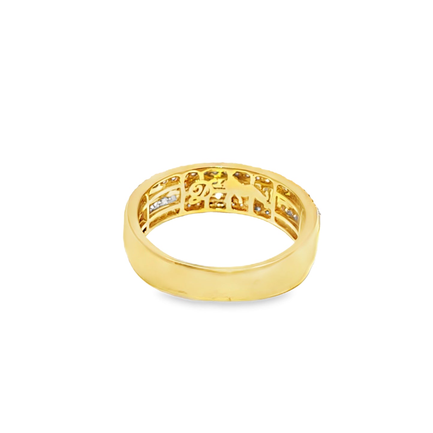 Diamond 4 Row Wedding Band Ring 0.93 CTW in 10K Yellow Gold – Round Cut