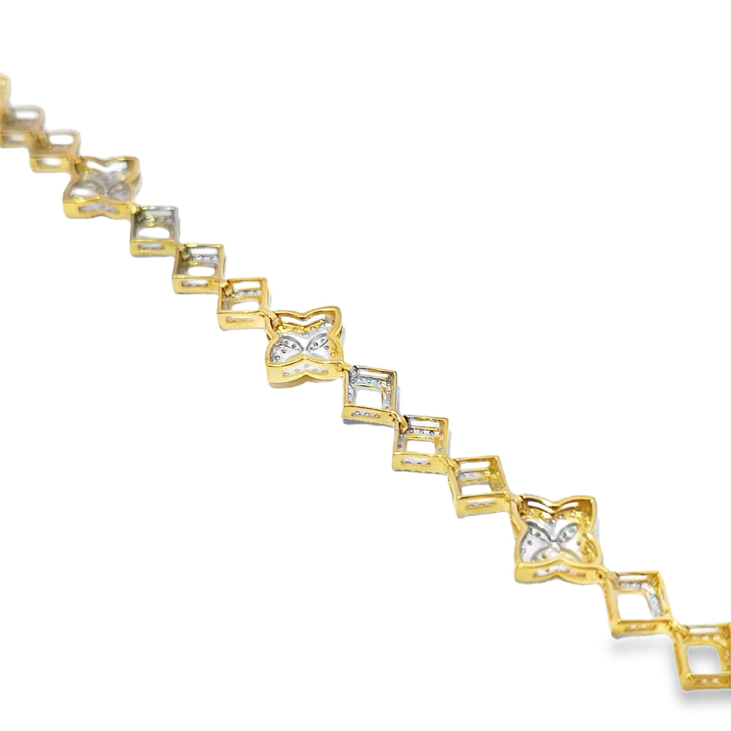 10K Gold Women's Clover Diamond Link Bracelet 1.45ctw