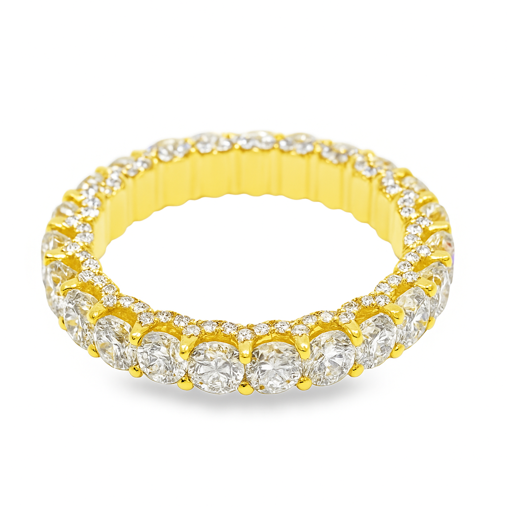 14K Yellow Gold Diamond Eternity Ring with Brilliant Cut Diamonds 4.25 ctw