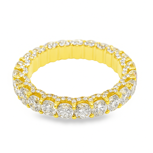 14K Yellow Gold Diamond Eternity Ring with Brilliant Cut Diamonds 4.25 ctw
