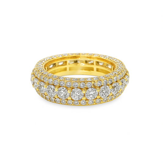 10K Yellow Gold Diamond Eternity Band 6.00 CTW | Men’s Iced-Out Round Cut Ring | Jewelry Palace
