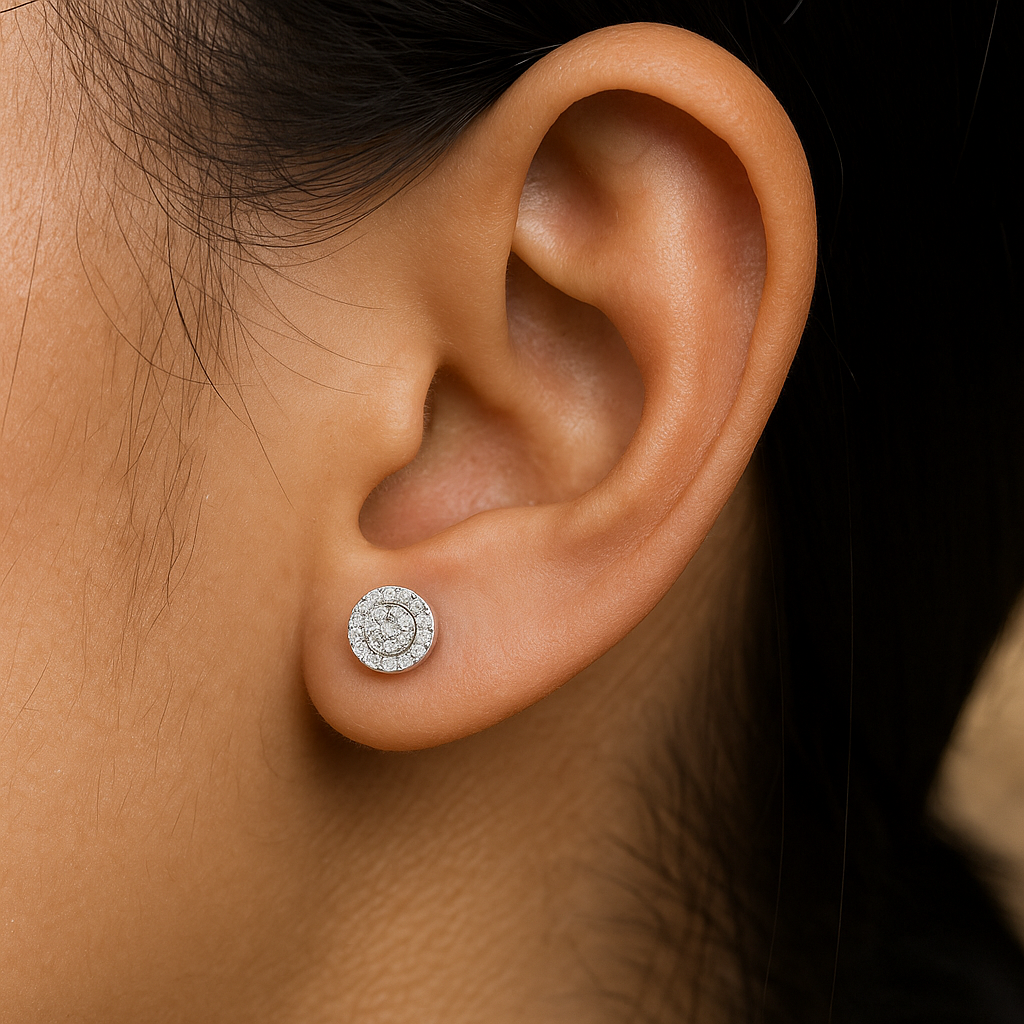 10K White Gold Diamond Round Stud Earrings | 0.10 CTW | Jewelry Palace