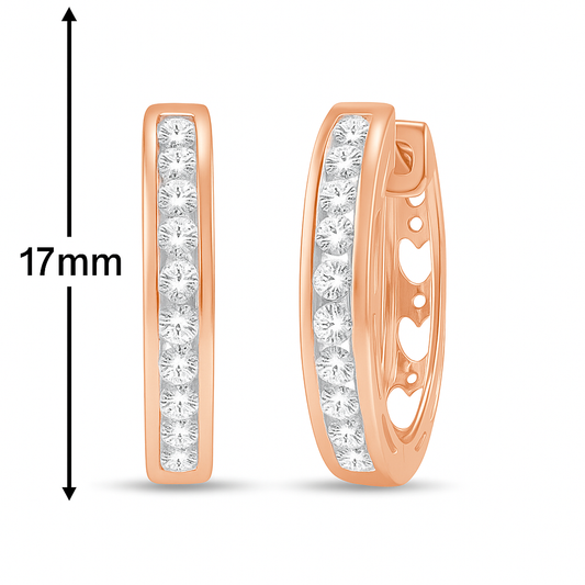 Diamond Hoop Earrings 0.50 ctw 10K Rose Gold