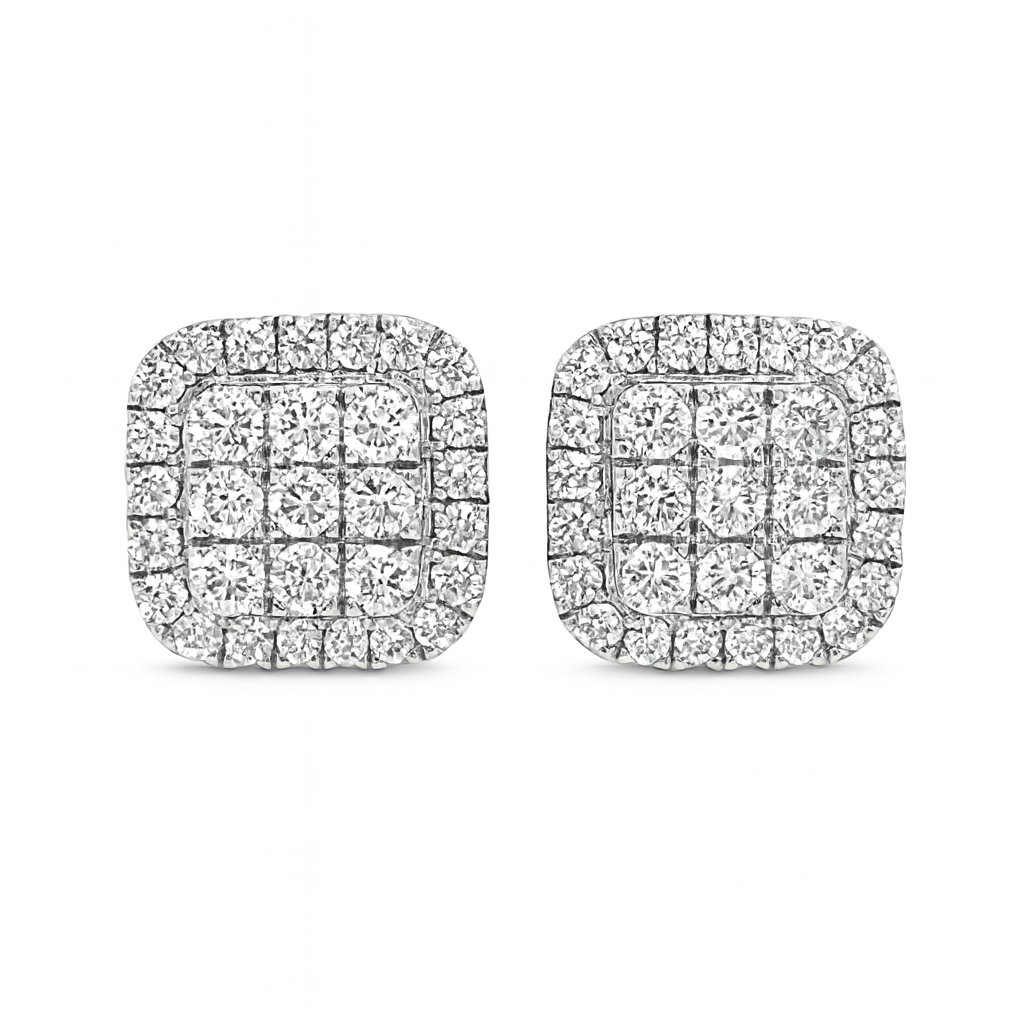 10K Yellow Gold Diamond Square Stud Earrings 0.36 ctw | Jewelry Palace