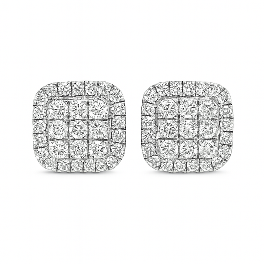 10K Yellow Gold Diamond Square Stud Earrings 0.36 ctw | Jewelry Palace