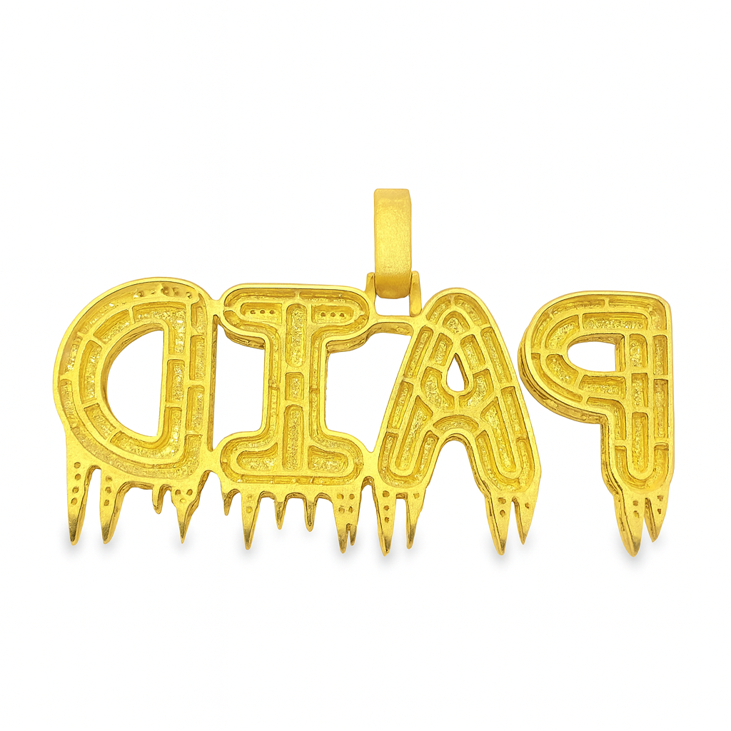 10K Yellow Gold Diamond “PAID” Pendant 1.29 ctw | Drip Letter Iced-Out Pendant
