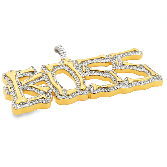 10k Yellow Gold Diamond "BOSS" Pendant 1 1/5 ctw