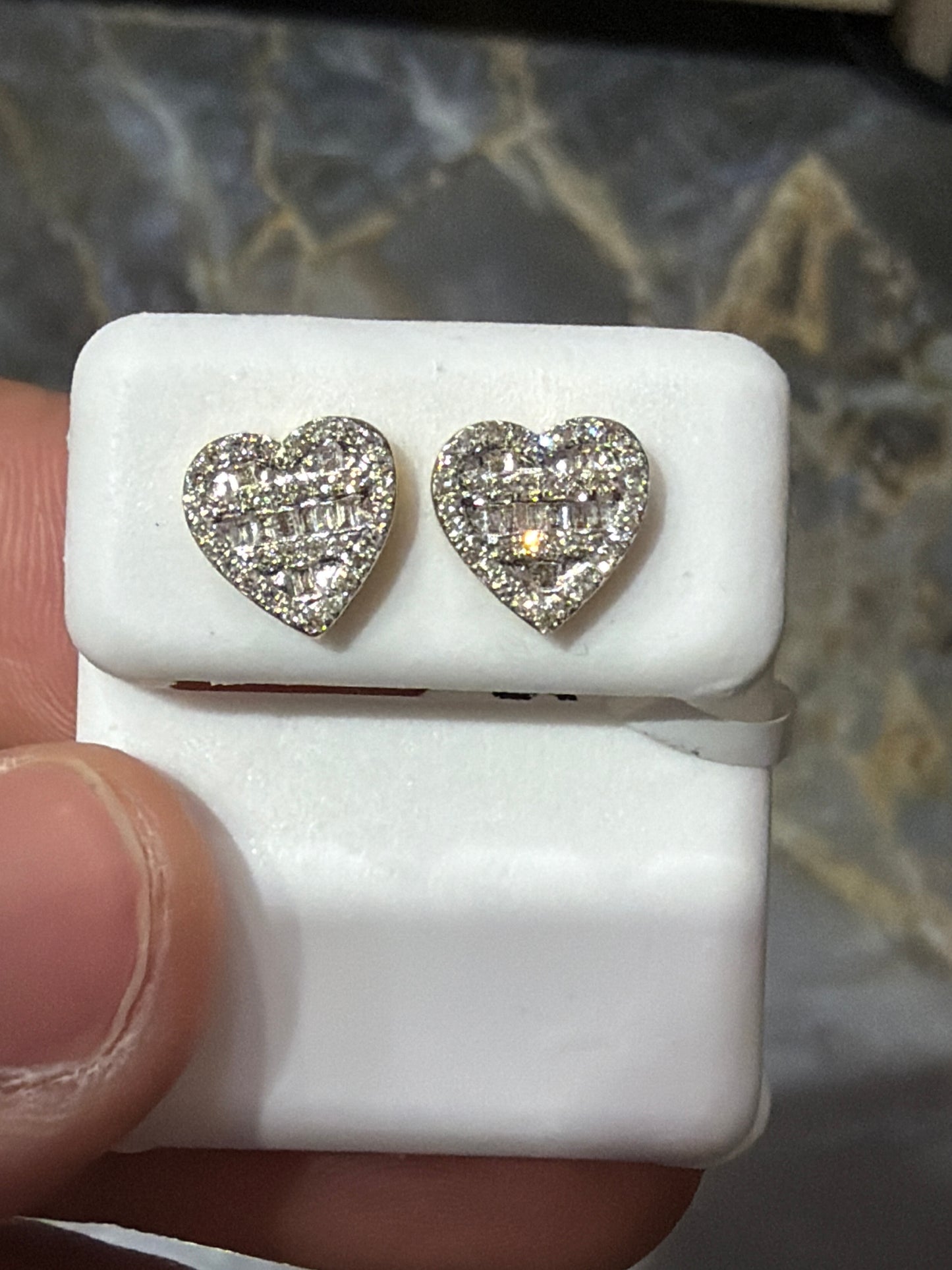 Natural diamond heart earrings 10k gold