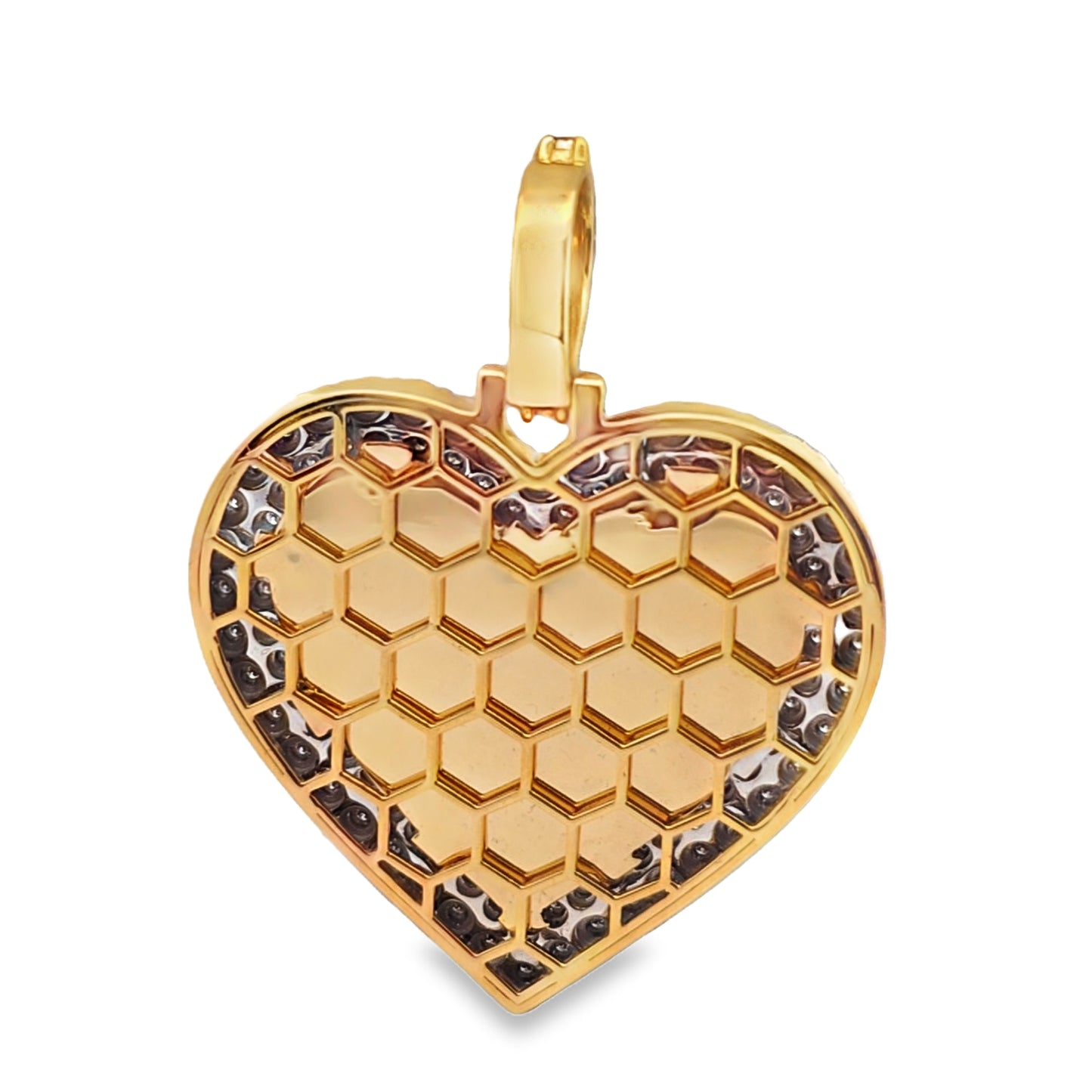 10k Yellow Gold Heart Shaped 2 Row Diamond Memory Pendant 0.50 ctw