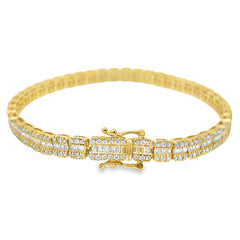 10k Yellow Gold Diamond Baguette Bracelet 3.59 ctw