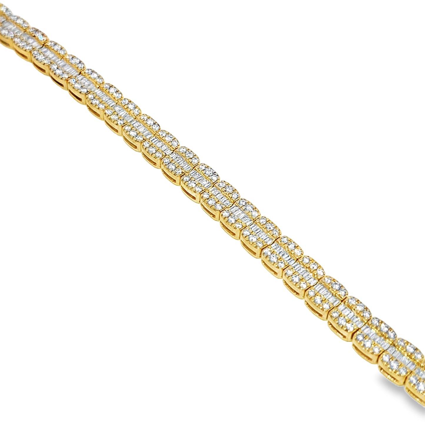10k Yellow Gold Diamond Baguette Bracelet 3.59 ctw