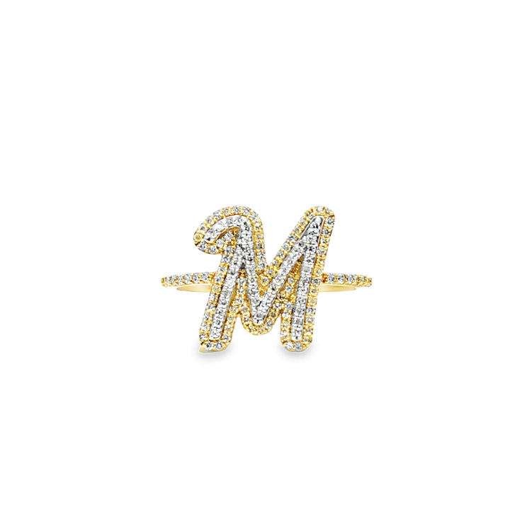 "M" Initial Ring 0.36 ctw Diamond 10K Yellow Gold