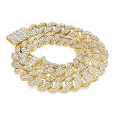 10k Yellow Gold Baguette Diamond Cuban Link Bracelet