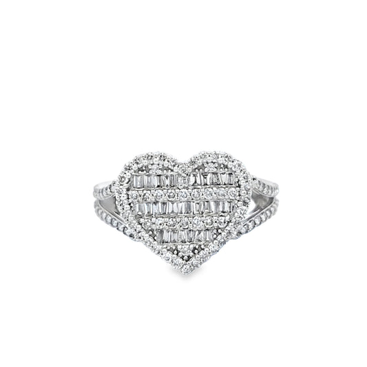 Heart Ring 1.02 ctw Diamond 10K White Gold