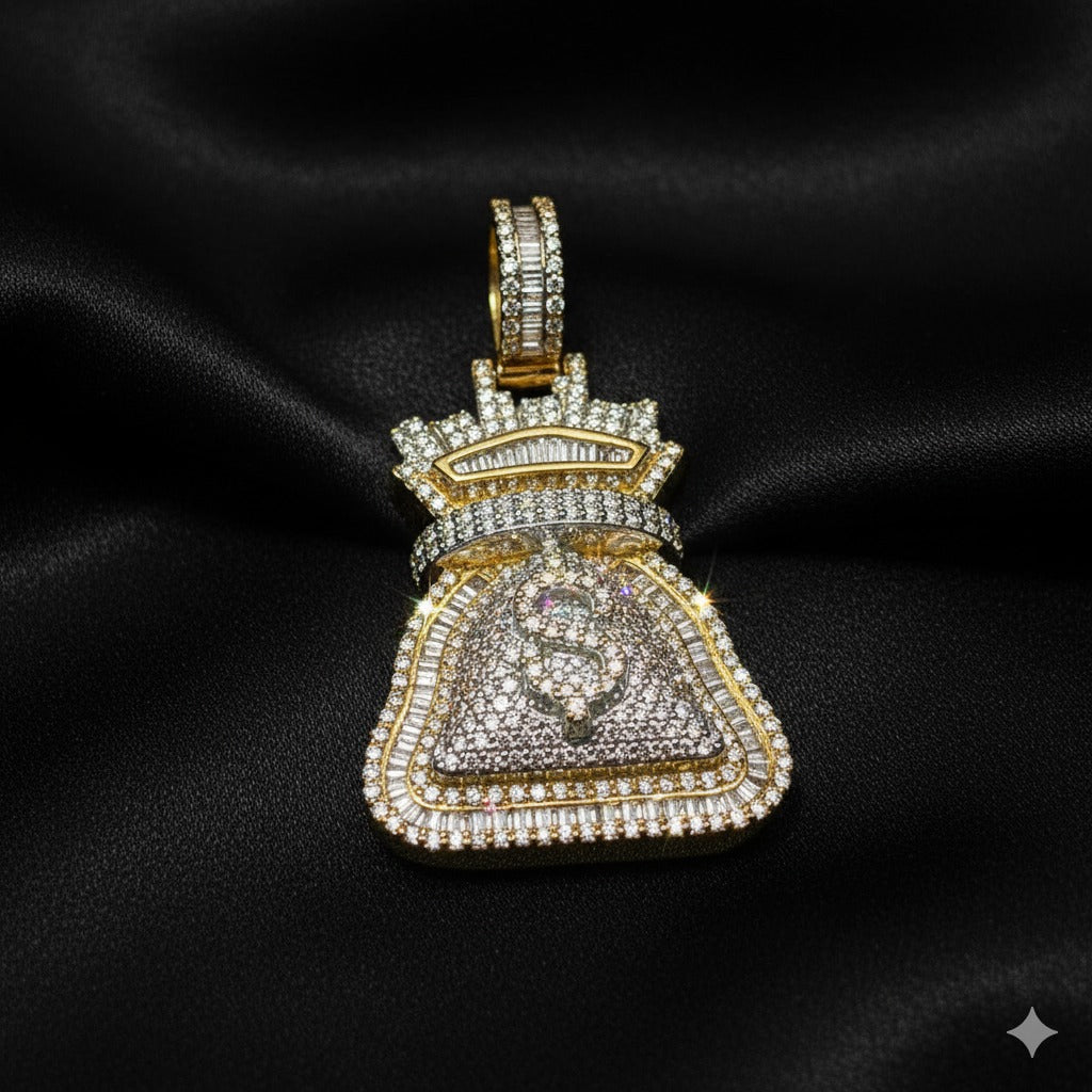 Money Bag Pendant 1.84 ct. Diamond 10K Yellow Gold